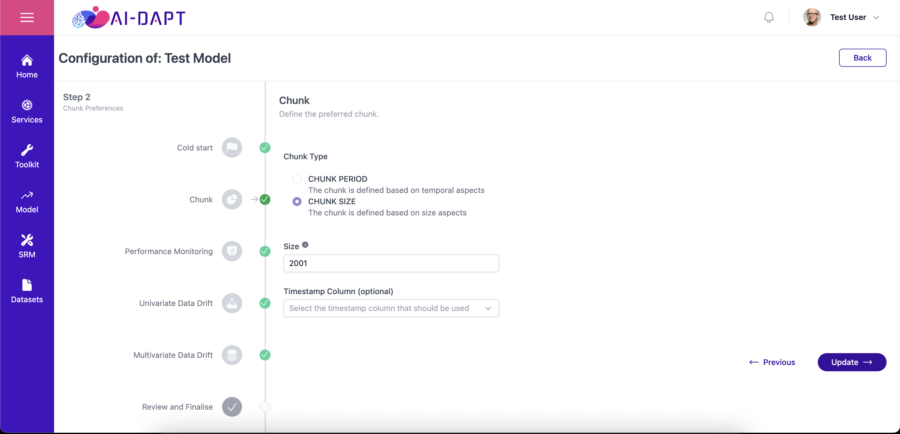 Chunk Configuration Interface
