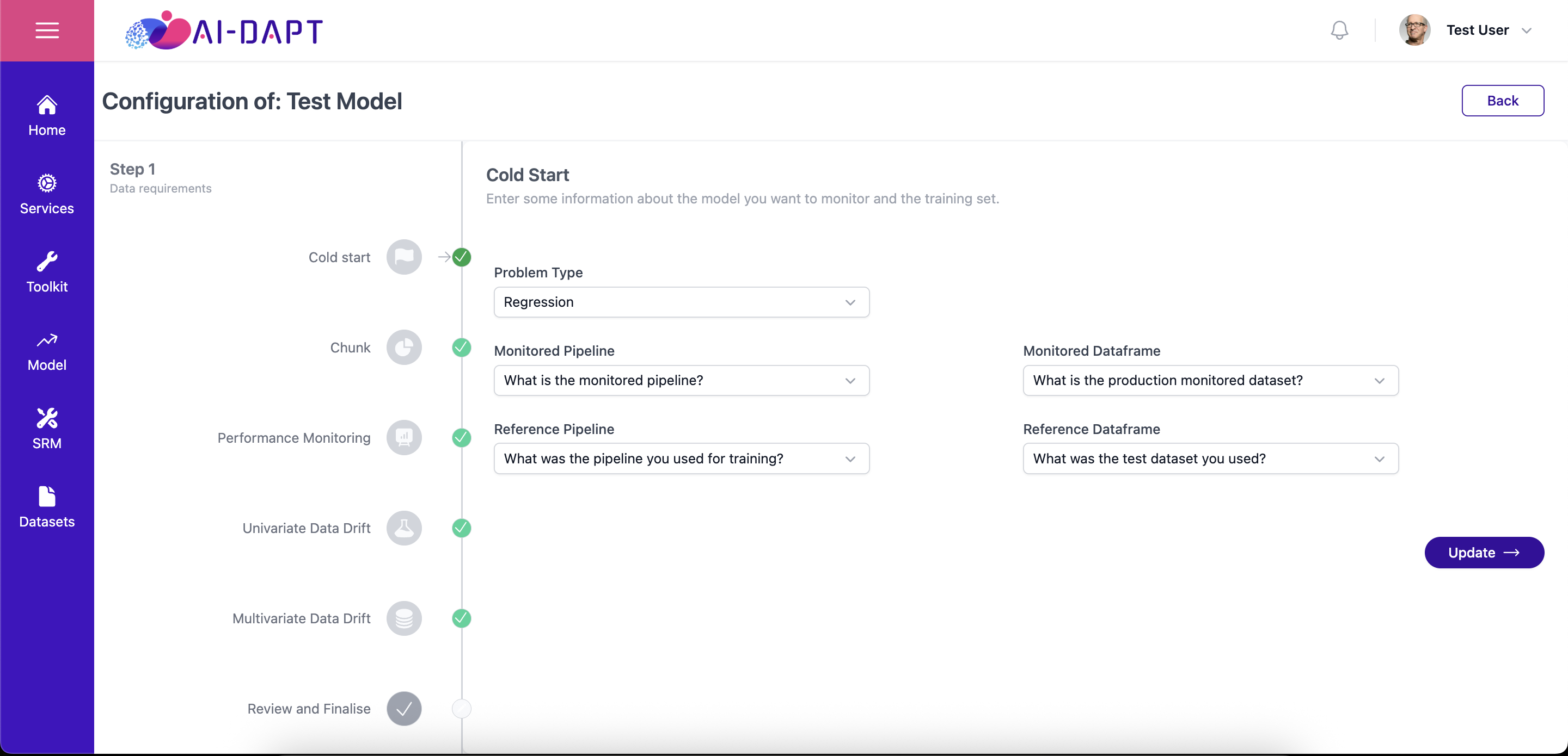 Cold Start Configuration Interface